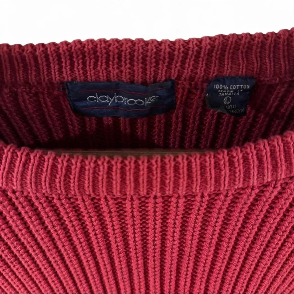 Vintage Y2K Red Ribbed Knit Sweater Size Men’s Large